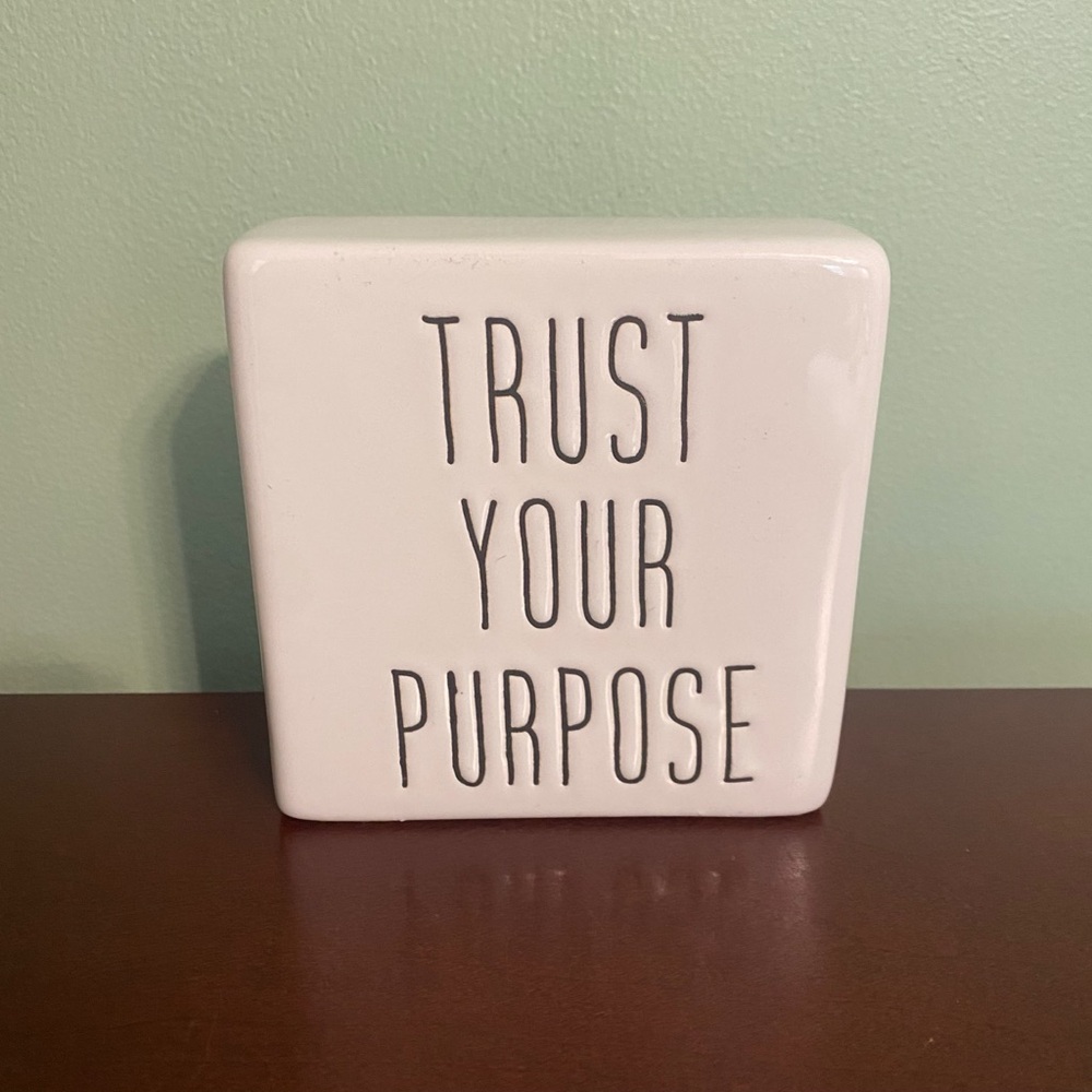 🍀White Ceramic Block with Inspirational Message - Picture 1 of 3